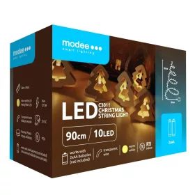   Modee Karácsonyi LED Füzér dekor Elemes C3011 (10LED/90cm/10cm), 2700K, meleg fehér, IP20