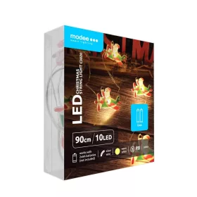   Modee Karácsonyi LED Füzér dekor Elemes C3020 (10LED/90cm/10cm), 2700K, meleg fehér, IP20