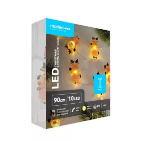   Modee Karácsonyi LED Füzér dekor Elemes C3023 (10LED/90cm/10cm), 2700K, meleg fehér, IP20