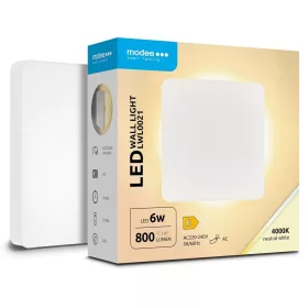   Modee LED Fali Lámpa (LWL0021) 6W IP65 135x135x42mm 4000K (800lm) Fehér, 110°, CRI>80, természetes fehér