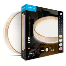   Modee Mennyezeti LED Lámpa CLG1W 30W 3CCT+RGB Ø390mm távirányítóval (2000lm) wood, 120°, CRI>80, IP20