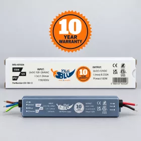   Mini LED tápegység, slim, 100 Watt, 12 Volt, 8,333 A, IP67, 10 év garancia, ChiliBlu