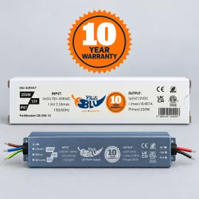   Mini LED tápegység, slim, 200 Watt, 12 Volt, 16,667 A, IP67, 10 év garancia, ChiliBlu