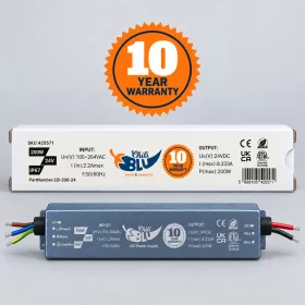   Mini LED tápegység, slim, 200 Watt, 24 Volt, 8,333 A, IP67, 10 év garancia, ChiliBlu
