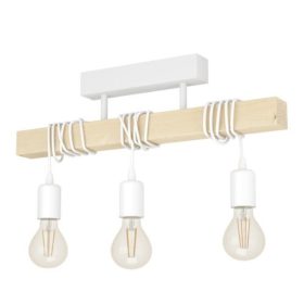   LED lámpa függeszték , mennyezeti , 3 x E27 , acél , fa , fehér , EGLO , TOWNSHEND , 33166