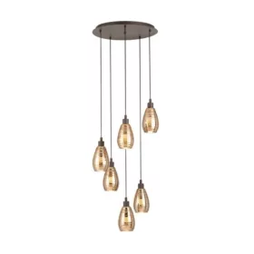   EGLO , 39508 , SIRACUSA , függeszték , E27 , 6X60W , IP20 , vörösréz színű
