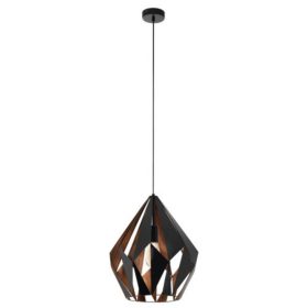   LED lámpa függeszték , mennyezeti , E27 , acél , fekete , vörösréz , EGLO , CARLTON 1 , 49878