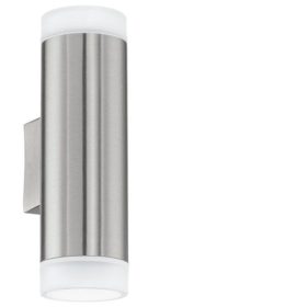   LED lámpatest , oldalfali , GU10 , 2x3W , természetes fehér , 2 irányú , nemesacél , kültéri , IP44 , EGLO , RIGA , 92736