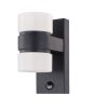 LED lámpa ,kültéri , oldalfali , 2 irányú , mozgásérzékelős , 2 x 6W , meleg fehér , antracit , IP44 , EGLO , ATOLLARI , 96276