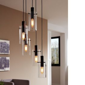   EGLO , 97368 , MONTEFINO , függeszték , E27 , 5X60W , IP20 , átlátszó