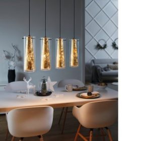   EGLO , 97653 , PINTO GOLD , függeszték , E27 , 4X40W , IP20 , átlátszó, arany