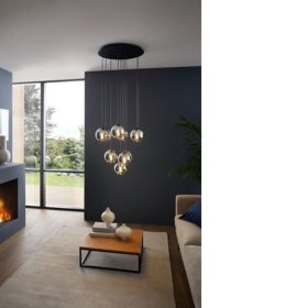   LED lámpa , függeszték , mennyezeti , 65.5 cm , 10 x E27 foglalat , fekete , EGLO , ARISCANI , 98654