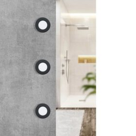   LED panel , 2.7W , süllyesztett , kerek , meleg fehér , fekete keret , IP44 , EGLO , FUEVA 5 , 99211