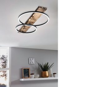   LED lámpa , mennyezeti , 2 x 12W , meleg fehér , fa , rusztikus barna , EGLO , BOYAL LED , 99408