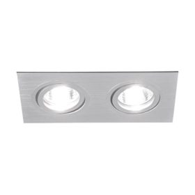   Beépíthető spot lámpatest , billenthető , négyszög , dupla keret , 2 x GU10 , ezüst , Strühm