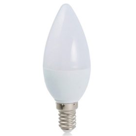   LED lámpa , égő , gyertya , E14 foglalat , 5.5 Watt , SAMSUNG Chip , 200° , hideg fehér , 5 év garancia