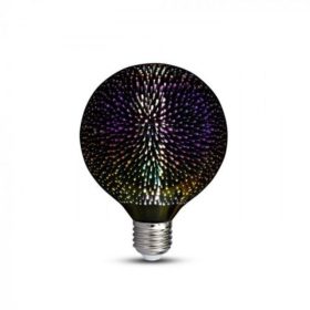   LED lámpa , égő , izzószálas hatás , filament , gömb , E27 foglalat , G125 , 3 Watt , meleg fehér , tűzijáték