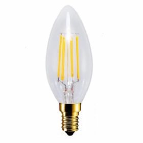   LED lámpa , égő , izzószálas hatás , filament , gyertya , E14 foglalat , 6 Watt , 300° , meleg fehér