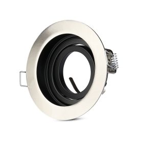   LED spotlámpa keret kerek, GU10, szatén nikkel, V-TAC, 3596