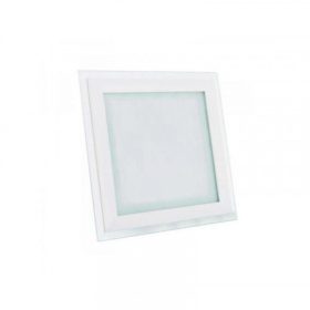   LED panel , 18W , süllyesztett , üveg előlappal , négyzet , meleg fehér