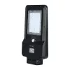 Szolár LED utcai lámpa, 15w, 4000K, természetes fehér, 1600lm, 140°x70°, fekete, IP65, V-TAC, 8549