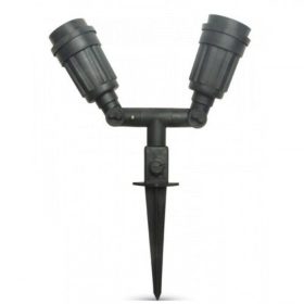   LED lámpatest , kerti , leszúrható , dupla , E27 , IP44 , fekete