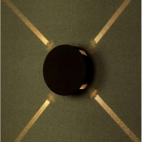   LED lámpatest , oldalfali , kerek , 4 irányú , 4W , természetes fehér , fekete , kültéri , IP65