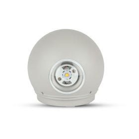   LED fali lámpa kétirányú kerek IP65, 6w, 3000K, meleg fehér, 660lm, 90°, szürke, CRI>80, V-TAC, 8305