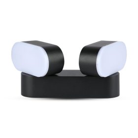   LED fali lámpa forgatható dupla fej, 12w, 3000K, meleg fehér, 1320lm, 350°, fekete, CRI>80, IP65, V-TAC, 8293