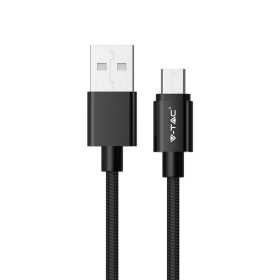   VT-5331 1M Micro Usb Fonott Nejlon Kábel - Fekete (Platina Széria)