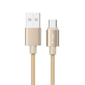 Platina Micro USB kábel, arany, V-TAC, 8490