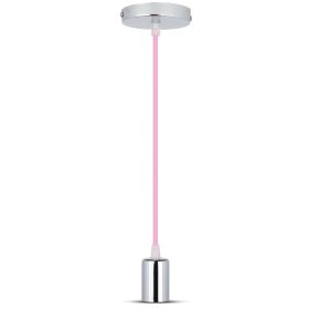   Króm függeszték, E27, rózsaszín vezetékkel, V-TAC, 3789