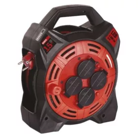   Kültéri kábeldob 15 m, 4 aljzat, gumi-neoprén, 230 V, 1,5 mm2 LED fényvisszaverővel, 230V, fekete, IP44, EMOS, P08215