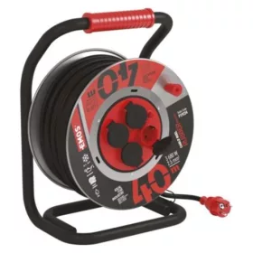   Kültéri kábeldob 40 m, 4 aljzat, fekete, gumi-neoprén, 230V, 2,5 mm2, IP44, EMOS, P19224