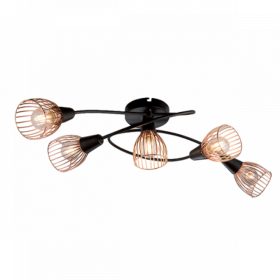 LED lámpa , mennyezeti , 5 x E14 , fém , fekete , AMBIX