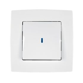   CITY EGY GOMBOS KÉT IRÁNYÚ KAPCSOLÓ JELZŐFÉNNYEL METAL FEHÉR