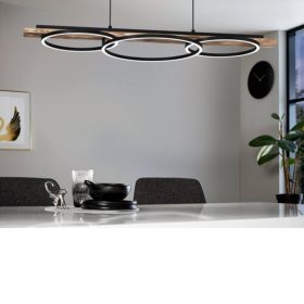   LED lámpa , függeszték , 2 x 12.5W és 15.5W , meleg fehér , fa , rusztikus barna , EGLO , BOYAL LED , 99624