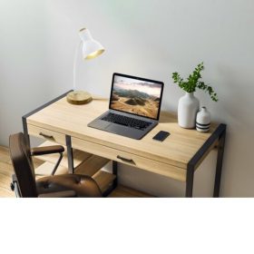   LED lámpa , asztali , E27 , acél , fa , fehér, barna , EGLO , VERADAL , 98832