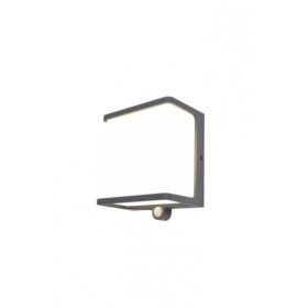   LED lámpatest , oldalfali , napelemes , mozgásérzékelős , 12W , természetes fehér , szürke , kültéri , IP54 , LUTEC , DOBLO