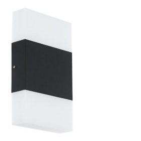   LED lámpa , mennyezeti/fali , 2 irányú , 2x2.2W , meleg fehér , téglalap , fekete , kültéri , IP54, EGLO , LINOSA , 75464