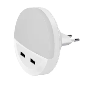 LED ÉJSZAKAI LÁMPA 2xUSB-VEL 0.5W 3000K