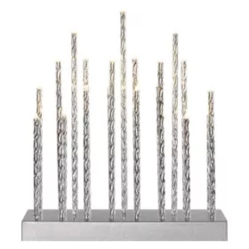   LED gyertyatartó, ezüst, 28,5 cm, 3x AA, beltéri, meleg fehér, időzítő, IP20, EMOS, DCAW02
