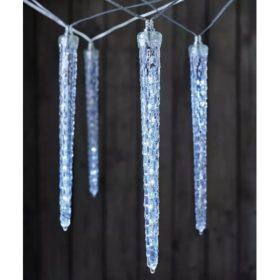   Led fényfüzér , jégcsap , beltér/kültér , 10 db jégcsap , 3.6 m , hideg fehér , IP44