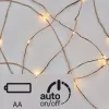 Led fényfüzér , beltéri , nano LED , 1.9 m , meleg fehér , rézszálas , időzíthető , elemes