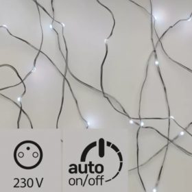   Led fényfüzér , beltéri/kültéri , nano LED , 10 m , hideg fehér , ezüstszálas , időzíthető , IP44