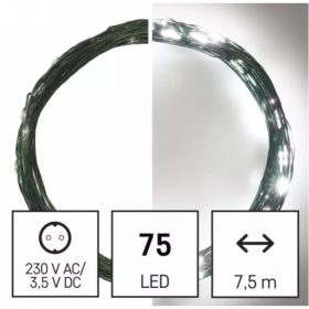   Led fényfüzér , beltéri/kültéri , nano LED , 7.5 m , hideg fehér , időzíthető , IP44