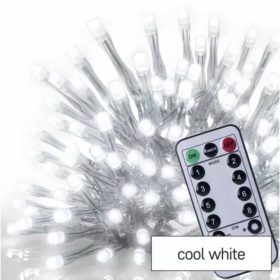  Led fényfüzér , beltéri/kültéri , 300 db LED , 5 m , hideg fehér , 8 programos , jégcsap , időzíthető , távirányító , IP44