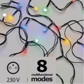   Led fényfüzér , beltéri/kültéri , cherry , 200 led ,  20 m , multicolor , 8 programos , IP44