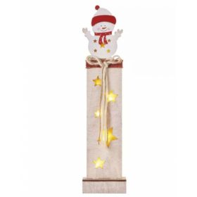   LED dekoráció , beltéri , hóember , elemes , 7 db LED , 46 cm , meleg fehér , időzíthető