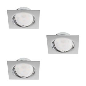   LED lámpatest , spot , szett , 3 x 4.9W , GU10 , meleg fehér , beépíthető , négyszög , króm , KANLUX TRIBIS II